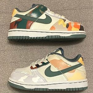 Nike Dunk Low SE TD Sail Multi-Camo Toddler/baby DB1902-100 Size 6c